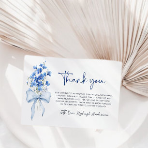 Tarjeta De Agradecimiento Algo de ducha azul de novia   Flor azul