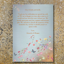 Tarjeta De Agradecimiento Algo Elegante Boda de Flor Silvestre Azul