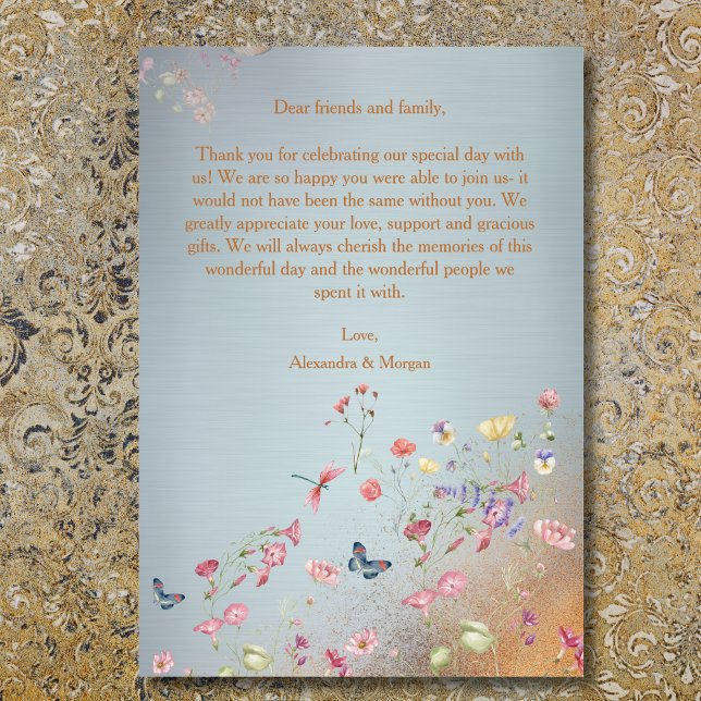 Tarjeta De Agradecimiento Algo Elegante Boda de Flor Silvestre Azul (Subido por el creador)