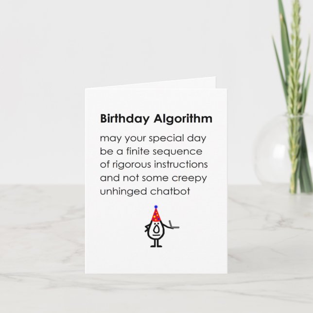 Tarjeta De Agradecimiento Algoritmo de cumpleaños Poema divertido de cumplea (Anverso)