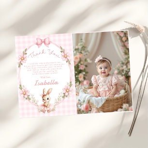 Tarjeta De Agradecimiento Algun conejo está cumpliendo un año Cumpleaños Fot