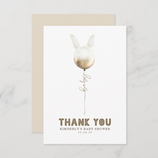 Tarjeta De Agradecimiento Algunas Bungalows Balloon Baby Shower Small Gracia (Anverso / Reverso)