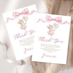 Tarjeta De Agradecimiento Algunas chica conejo rosa está cumpliendo un año d