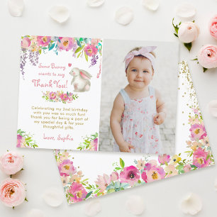 Tarjeta De Agradecimiento Algunas flores de conejo Foto de cumpleaños de agr