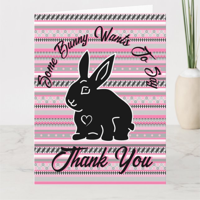 Tarjeta De Agradecimiento Algunos conejitos quieren darte las gracias, rosa  (Anverso)