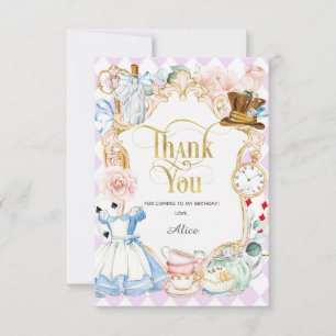 Tarjeta De Agradecimiento Alice tea fiesta wonderland, cumpleaños, gracias a
