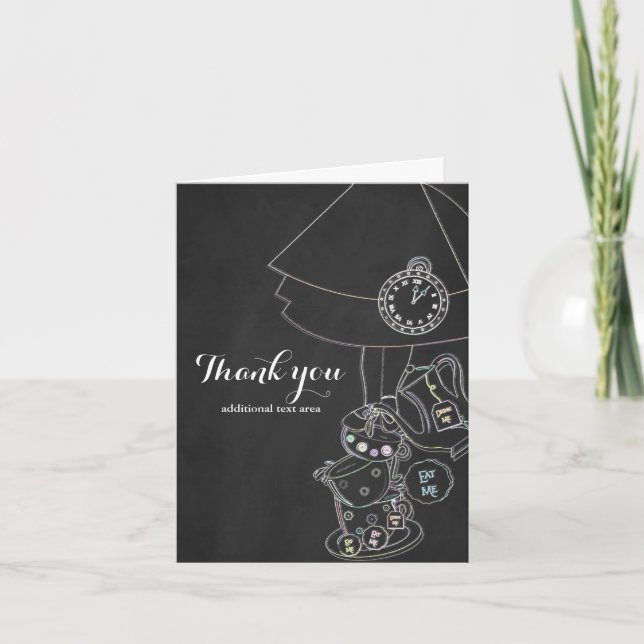 Tarjeta De Agradecimiento Alicia en bosquejo de la pizarra del país de las (Anverso)