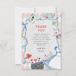 Tarjeta De Agradecimiento Alicia en el cumpleaños del país de las maravillas