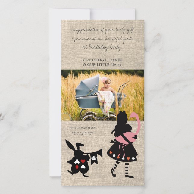 Tarjeta De Agradecimiento Alicia en el país de las maravillas gracias tarjet (Anverso)