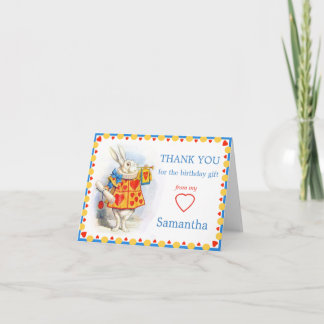 Tarjeta De Agradecimiento Alicia en el personalizado blanco del conejo del