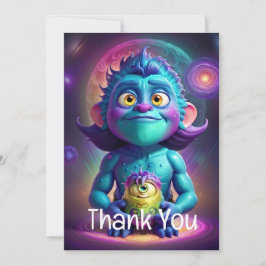 Tarjeta De Agradecimiento Alien espacial y amigo