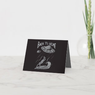 Tarjeta De Agradecimiento alienígena ufo navegando en ilustracion con vuelta