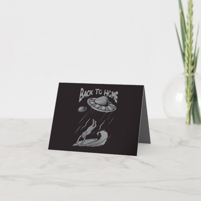 Tarjeta De Agradecimiento alienígena ufo navegando en ilustracion con vuelta (Anverso)