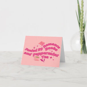Tarjeta De Agradecimiento Alimentado por Libros de Romance y Té de Menta