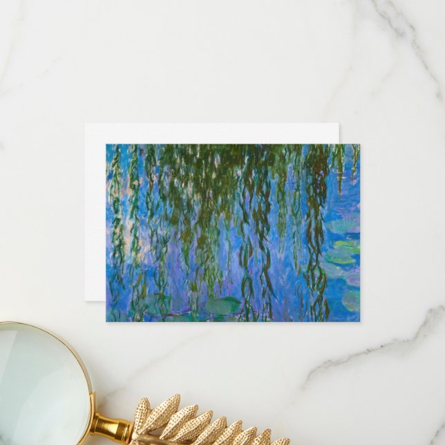 Tarjeta De Agradecimiento Alirios de agua y ramas llorosas por Monet (Anverso/Reverso In Situ)