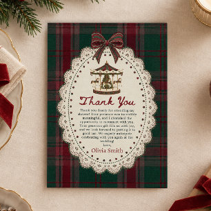 Tarjeta De Agradecimiento Allegre pequeño carrusel de tartán Navidad Baby Sh