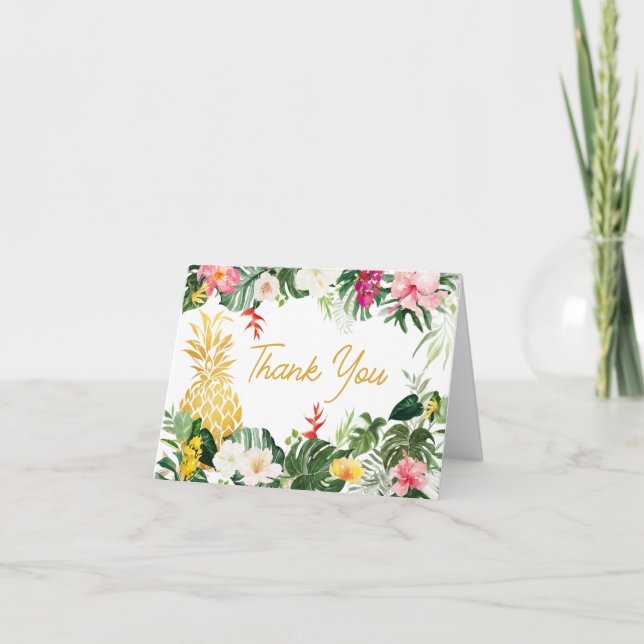 Tarjeta De Agradecimiento Aloha Baby Pineapple Baby Shower (Anverso)
