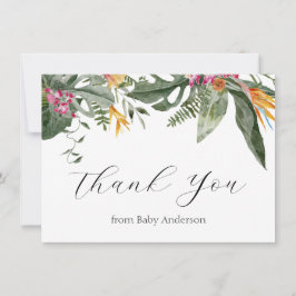 Tarjeta De Agradecimiento Aloha Baby Shower Tropical Floral Gracias