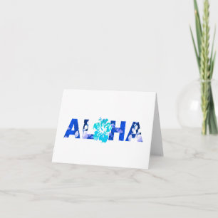 Tarjeta De Agradecimiento Aloha Hawái Batik Hibisco Isla Tropical Blues