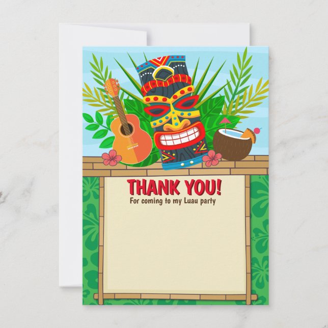 Tarjeta De Agradecimiento Aloha Luau Hawaiian Tropical Birthday Baby Shower (Anverso)