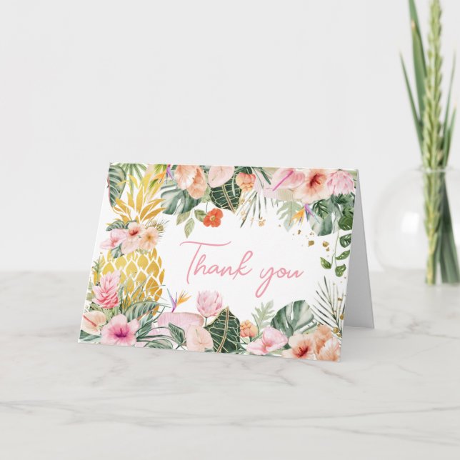 Tarjeta De Agradecimiento Aloha Pineapple Baby Shower (Anverso)