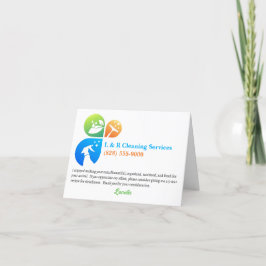 Tarjeta De Agradecimiento Alojamiento de limpieza de alquiler de vacaciones 