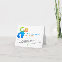 Tarjeta De Agradecimiento Alojamiento de limpieza de alquiler de vacaciones 
