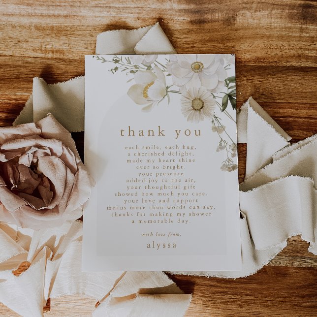 Tarjeta De Agradecimiento ALYSSA Floral Summer Boho Wild Flower Baby Shower (ALYSSA Floral Summer Boho Wild Flower Baby Shower Thank You Card)
