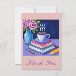Tarjeta De Agradecimiento Ama leer libros y café