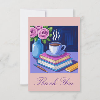 Tarjeta De Agradecimiento Ama leer libros y café