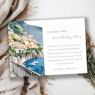 Tarjeta De Agradecimiento Amalfi Coast Boda de Paisaje Acuático de Italia