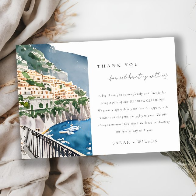 Tarjeta De Agradecimiento Amalfi Coast Boda de Paisaje Acuático de Italia (Subido por el creador)