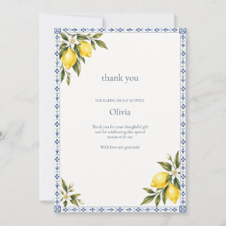 Tarjeta de agradecimiento Amalfi Lemon Blue Tile p