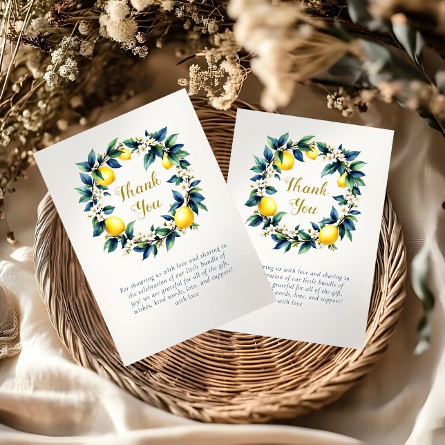 Tarjeta De Agradecimiento Amalfi Lemon Wreath Ciao Baby Baby Shower (Subido por el creador)
