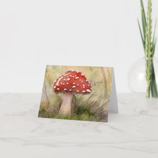 Tarjeta De Agradecimiento Amanita Muscaria Fly Agaric Acuarela Hongo