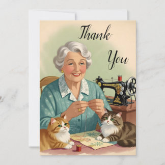 Tarjeta De Agradecimiento Amante de la costura y amantes de los gatos