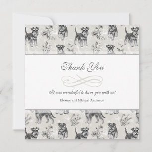 Tarjeta De Agradecimiento Amante del Schnauzer Vintage Toile de Jouy Francés