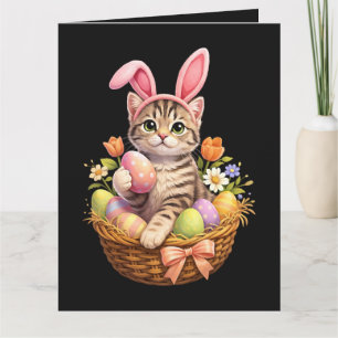 Tarjeta De Agradecimiento Amantes de Gatitos Adorables Feliz Pascua Gato