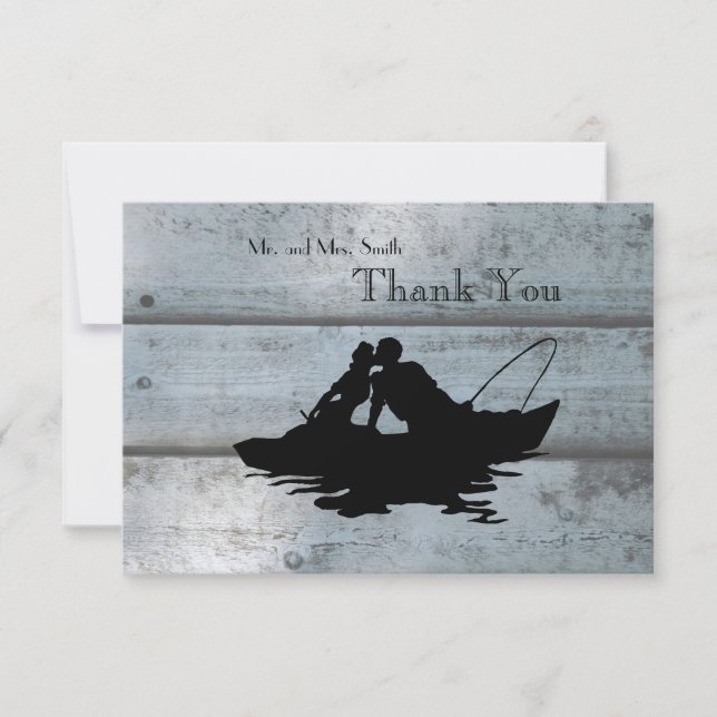 Tarjeta De Agradecimiento Amantes de la Pesca Bote Viejo Wood Gracias (Anverso)
