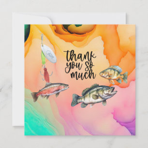 Tarjeta De Agradecimiento Amantes de la pesca Pescado Hook acuarela