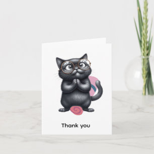 Tarjeta De Agradecimiento Amantes de Yoga Gato Negro 