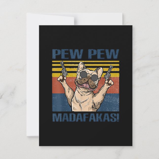 Tarjeta De Agradecimiento Amantes del perro| Bulldog Pew Pew Madafakas (Anverso)