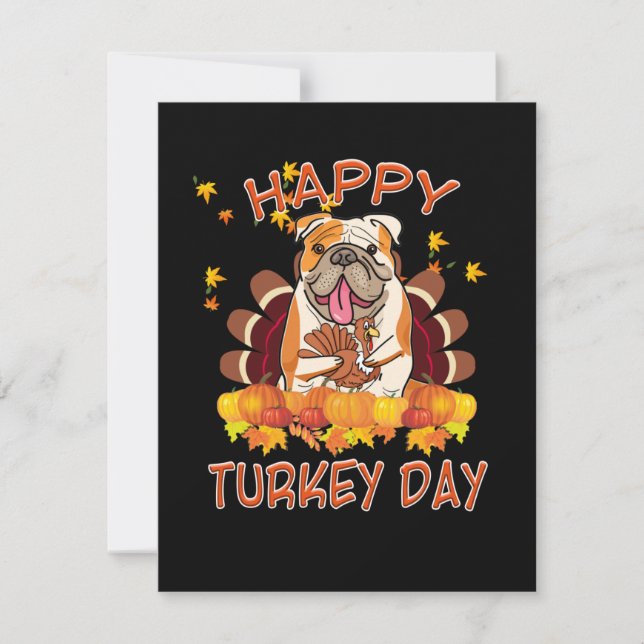 Tarjeta De Agradecimiento Amantes del perro| Feliz Día de Turquía Bulldog gr (Anverso)