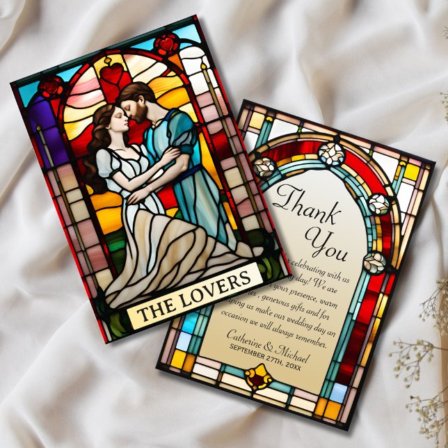 Tarjeta De Agradecimiento Amantes Tarot Estilo Vidrio Manchado Boda Europeo (Subido por el creador)