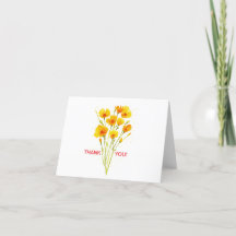 Tarjeta de agradecimiento amapola acuarela jardín