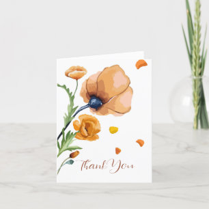 Tarjeta De Agradecimiento amapola acuarela naranja