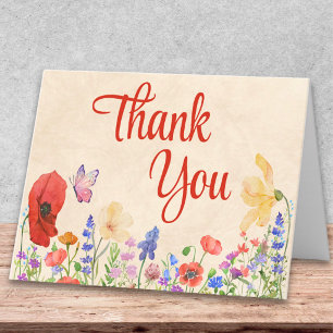Tarjeta De Agradecimiento Amapola Mariposa Flor Silvestre Femenina