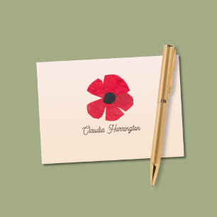 Tarjeta De Agradecimiento Amapola Roja Moderna Alegre Ilustrada a Mano