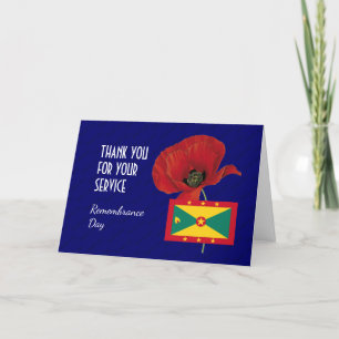 Tarjeta De Agradecimiento Amapola   Veteranos   Bandera de GRENADA   DÍA DE 