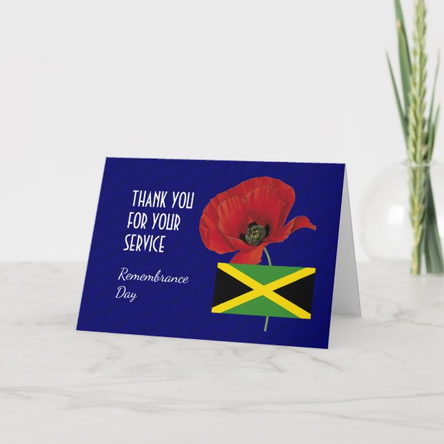Tarjeta De Agradecimiento Amapola | Veteranos de JAMAICA | DÍA DE RECUPERACI (Anverso)